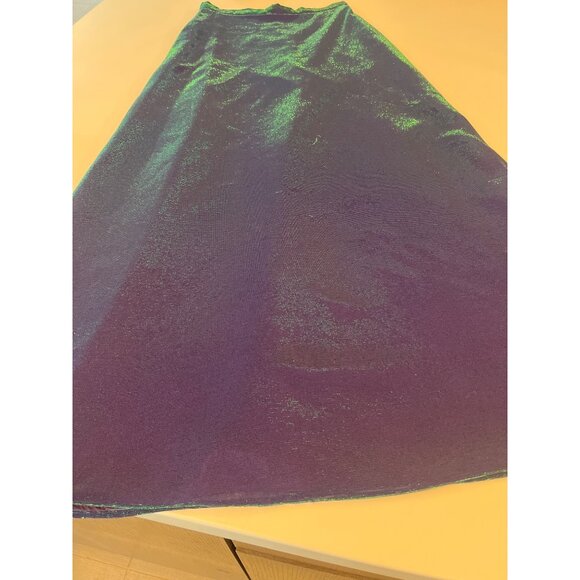 Shimmery Iridescent Purple & Green Maxi Skirt With Sheer Overlay - Picture 3 of 12